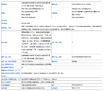 1.1亿！浙江永康市城镇污水处理厂扩建及污水收集处理工程——龙山镇污水处理厂三期扩建工程招标