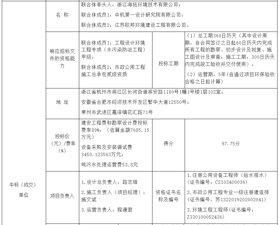 1.1亿！海拓环境牵头中标安徽池州表面处理产业园污水处理厂一期EPC+O(图2)