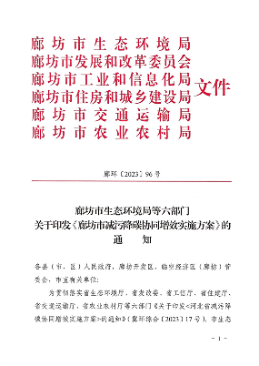 《廊坊市减污降碳协同增效实施方案》发布
