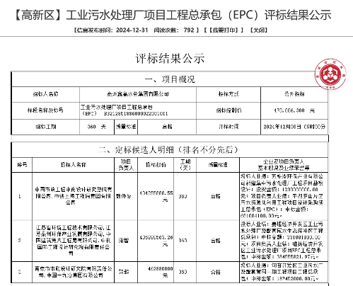 4.7亿工业污水项目开标