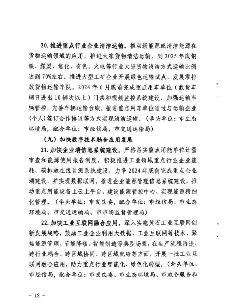 黄石市工业领域节能减排降碳实施方案（2023-2025年）(图12)