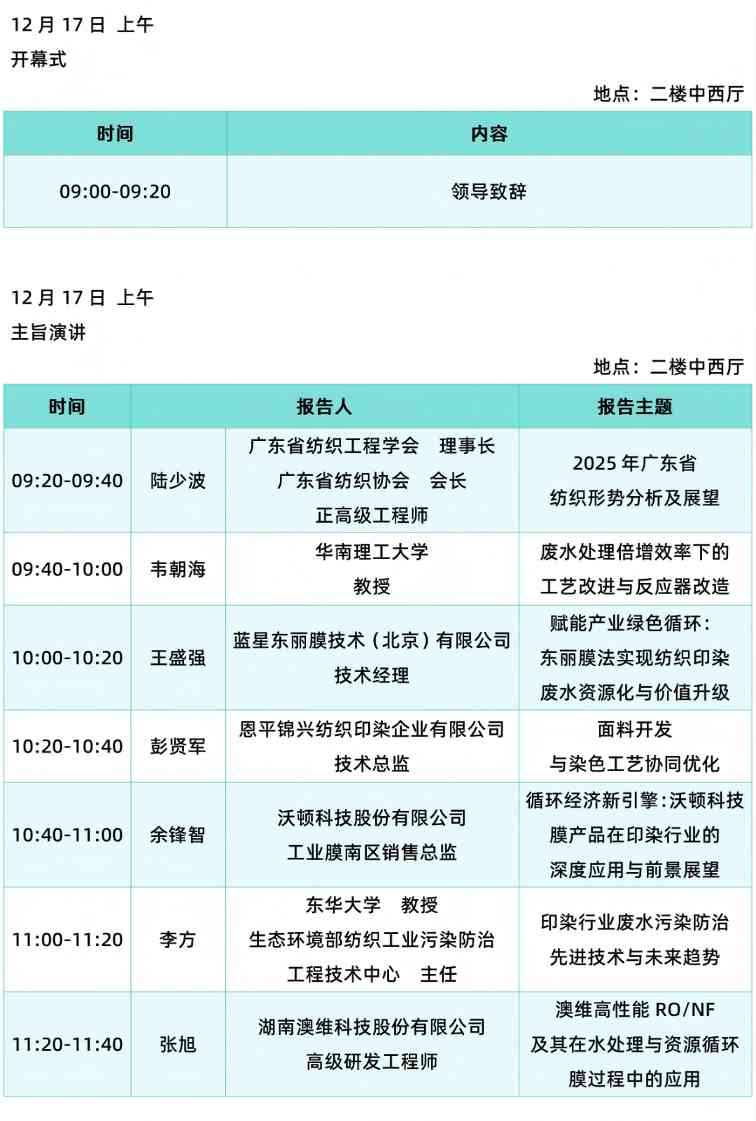 日程发布丨2025全国纺织印染废水处理全工艺技术大会(图4)