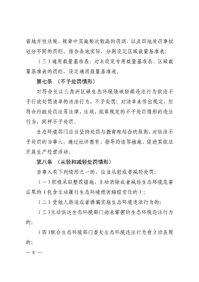 上海、江苏、浙江三地联合印发《长江三角洲区域生态环境行政处罚裁量规则》(图6)