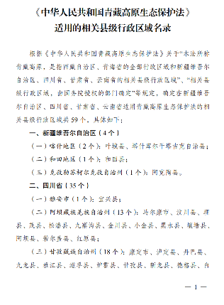 国家发展改革委印发《中华人民共和国青藏高原生态保护法》适用的相关县级行政区域名录！(图2)